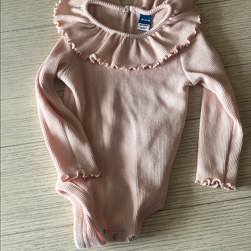 Pink Ribbed Kids One Piece